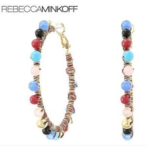 Rebecca Minkoff Multicolor Sea Glass & Gold Tone Accent Beaded Hoop Earrings